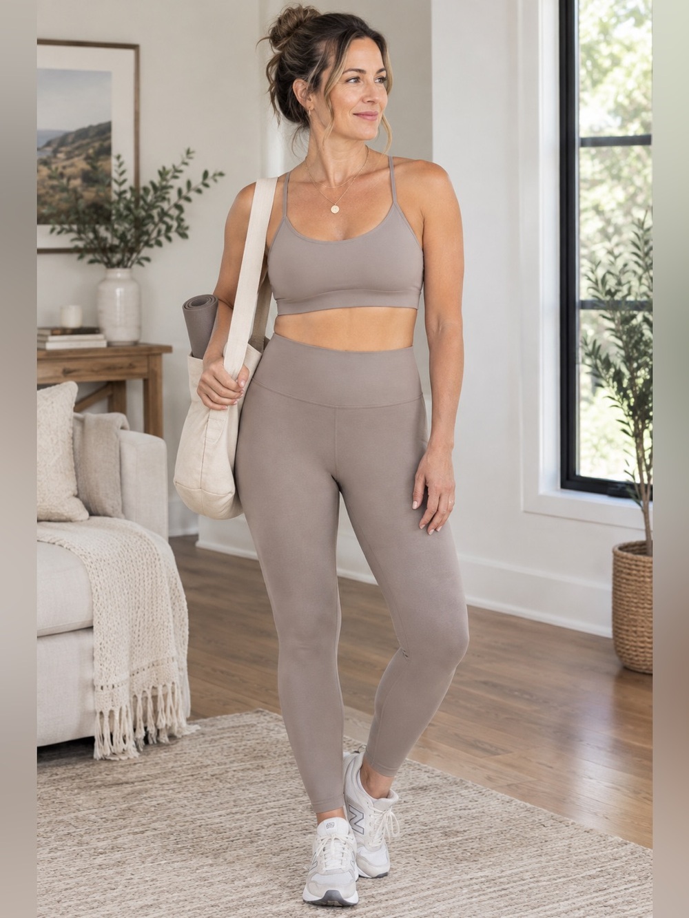 NWT Athleta Elation Ultra High Rise 7/8 Legging Heather Brown Size Medium